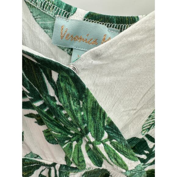 Veronica M Green Tropical Print Sleeveless Romper Jumpsuit V-Neck Women Size XS - Picture 7 of 8
